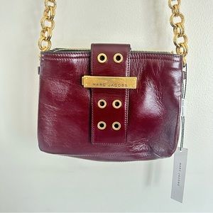 Marc Jacobs Designer NWT Burgundy Leather with Gold hardware Crossbody handbag